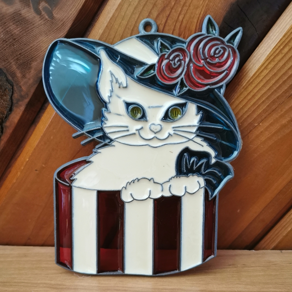 Vintage Stained Glass Cat Sun Catcher